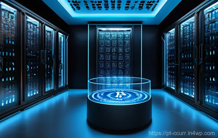 암호화폐 지갑 해킹 방지 기술 - **Prompt 1: The Ultimate Cold Storage Vault**
A grand, futuristic bank vault constructed from po...