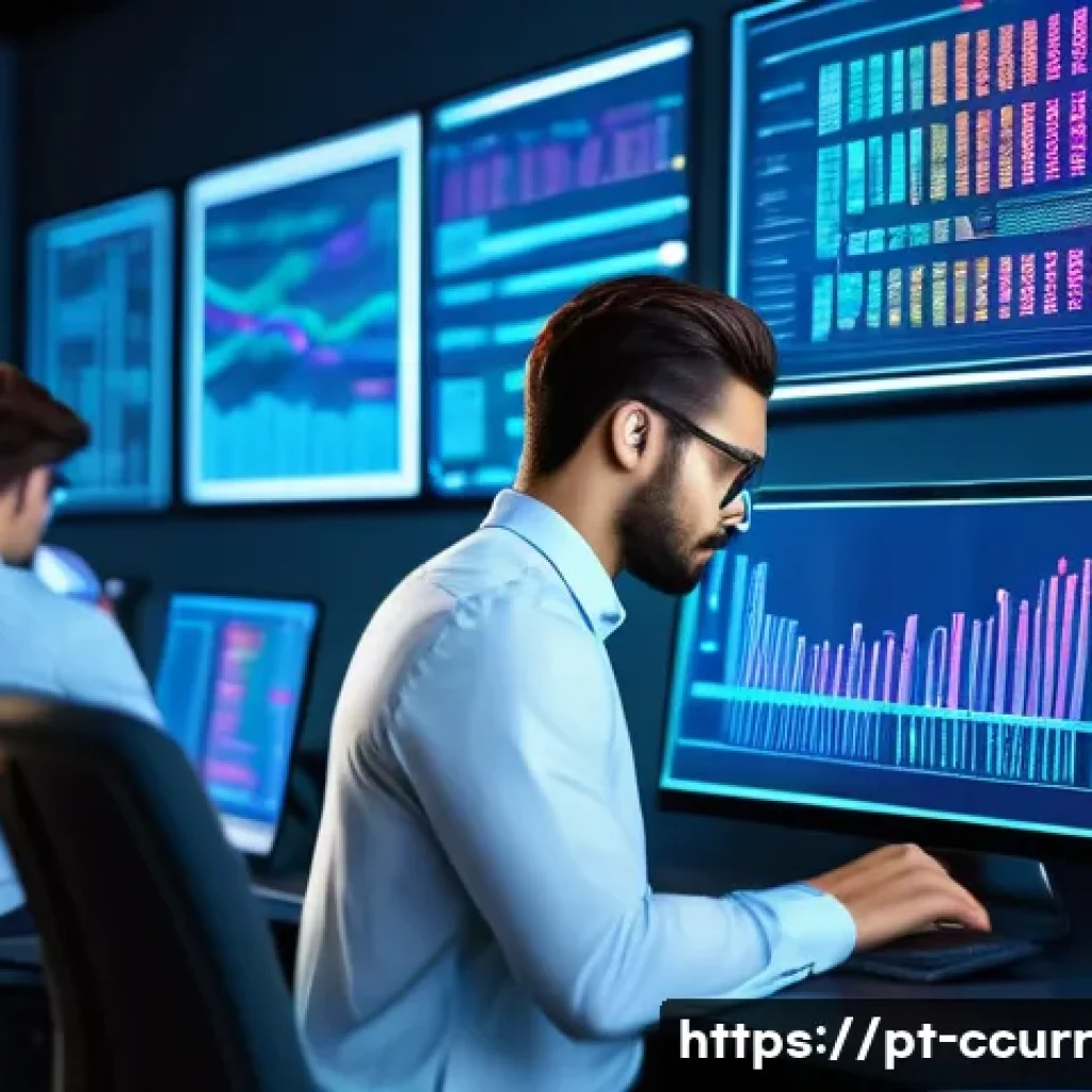 암호화폐 지갑의 보안 성능 테스트 방법 - A detailed digital art scene showing a cybersecurity expert analyzing complex password strength on m...
