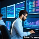 Home 22 암호화폐 지갑의 보안 성능 테스트 방법 - A detailed digital art scene showing a cybersecurity expert analyzing complex password strength on m...